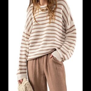 Blu Pepper striped crochet sweater